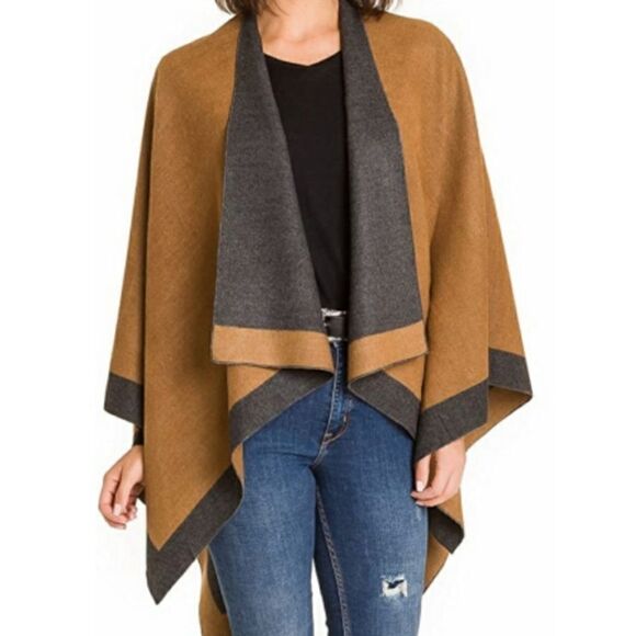 New Luxe Reversible Wrap Shawl Poncho Cardigan - Picture 6 of 16